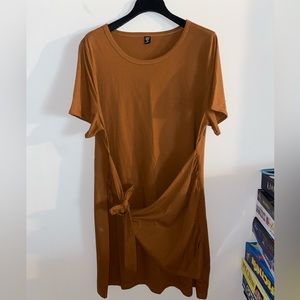 Shein Curve Burnt Orange Faux Wrap Dress